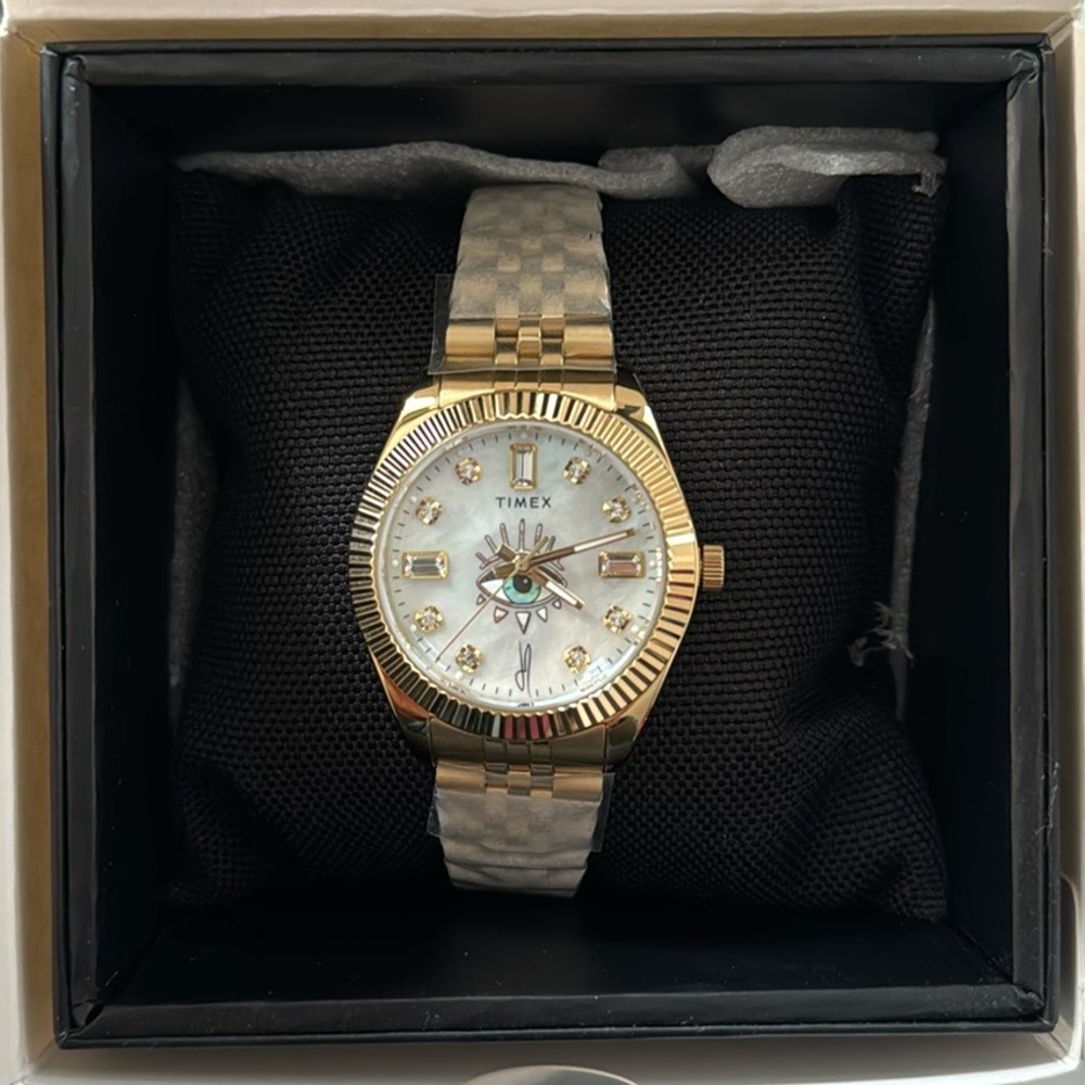 Timex X Jacquie Aiche Mother of Pearl gold watch
